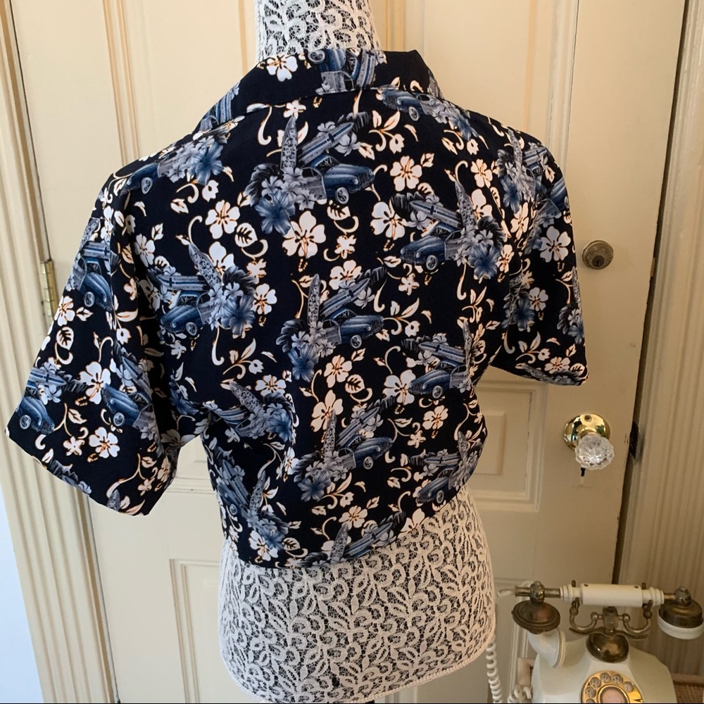 Vintage Blue Car Souvenir Button-Down Top SZ M - Picture 4 of 13